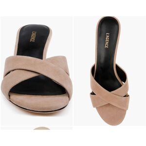 New $325 L’Agence Aveline Kitten Heels Suede Sandals Heels Women’s Size 9 Tan